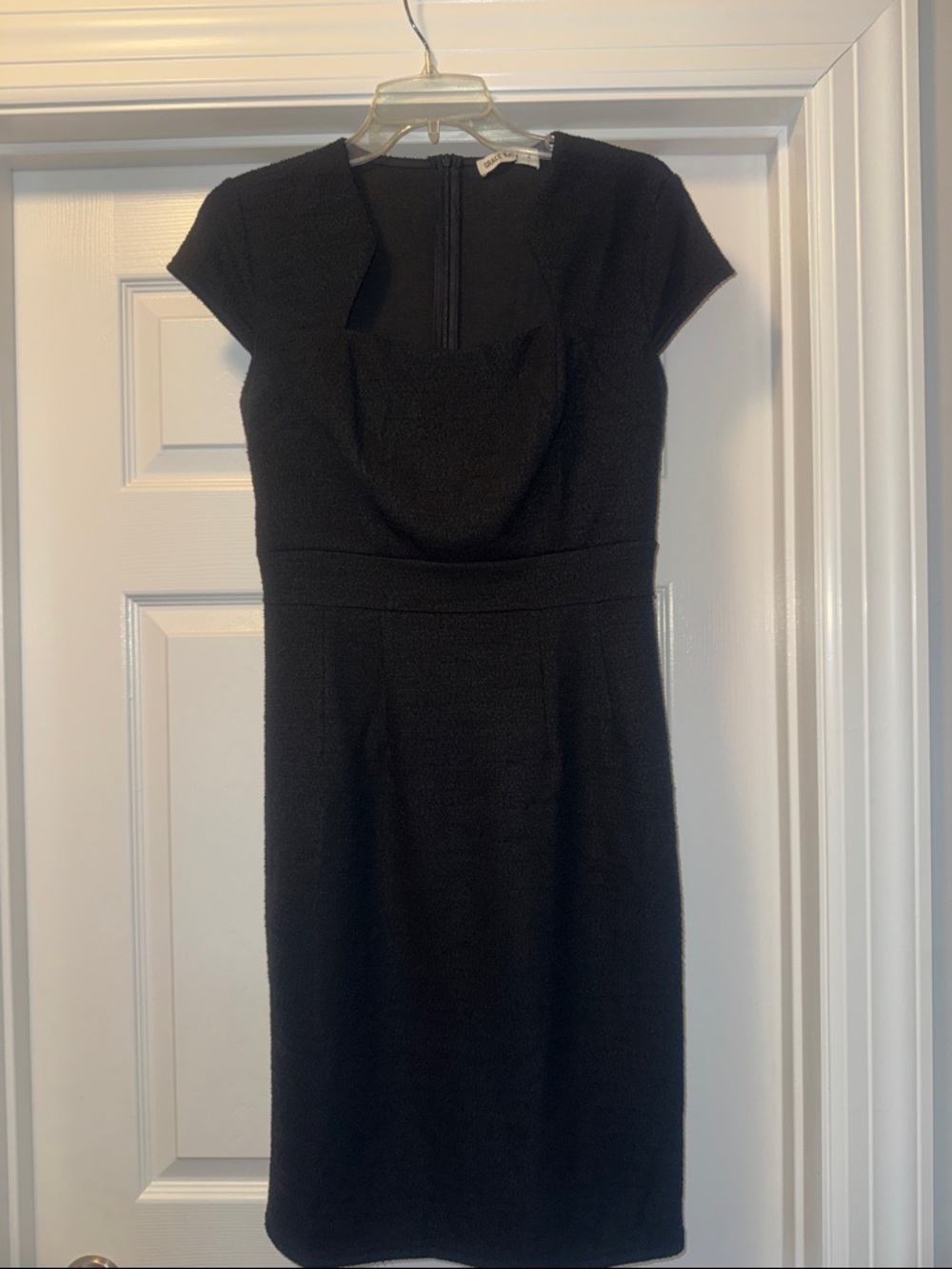 Grace Karin Black Cap-Sleeve Midi Sheath Dress